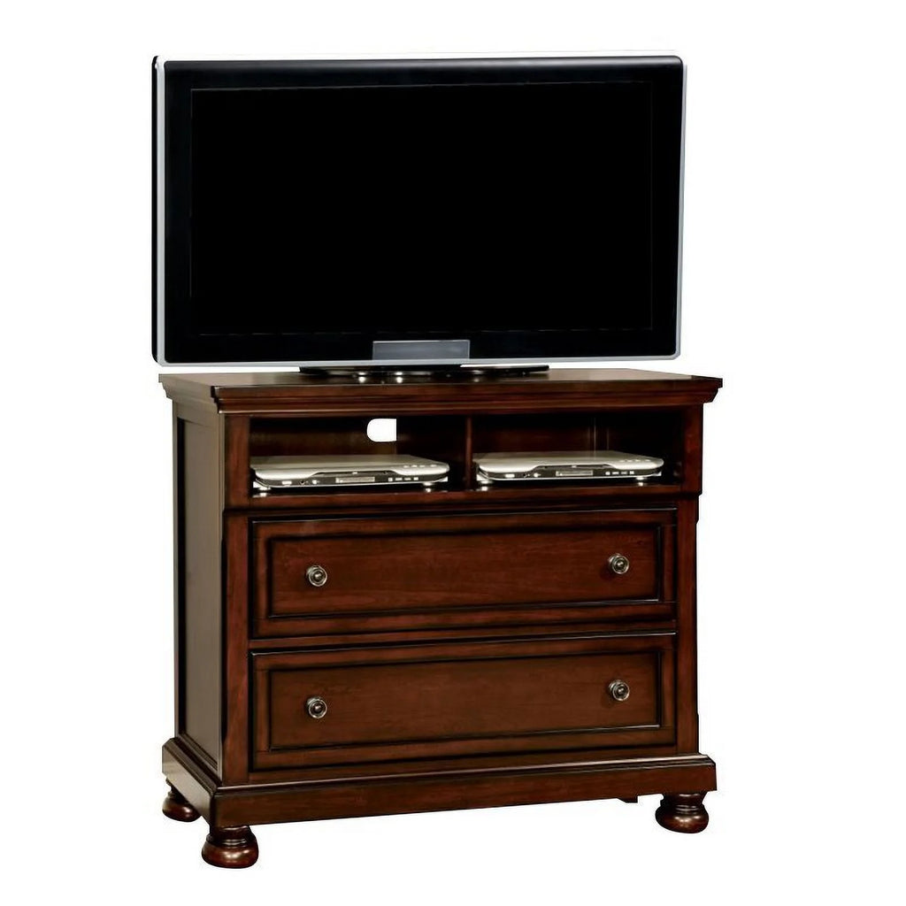 Furniture of America Caiden 2-Drawer Wood Media Chest, Dark Cherry T6433