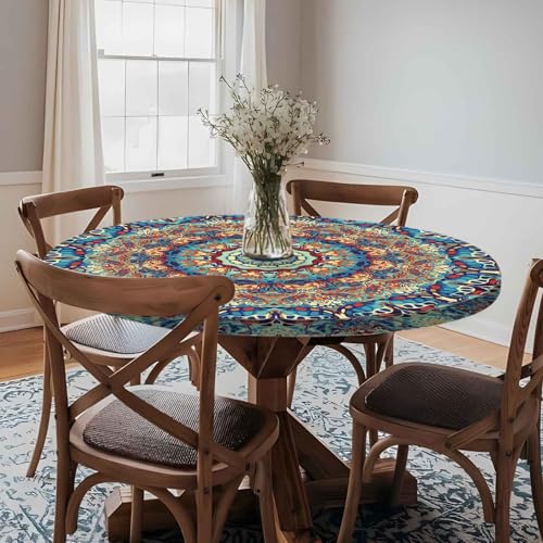 Fitted Round Tablecloth with Elastic for 40"-44" Tables T6310