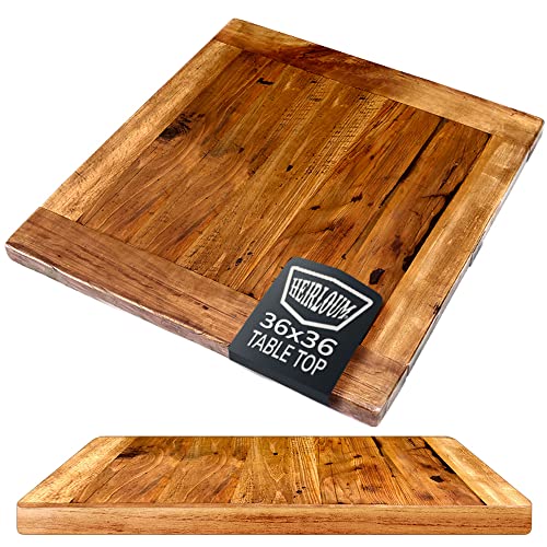 Reclaimed Wood Table Top - Rustic Recycled Solid Wooden Piece Perfect for Signs, Counters, Kitchens, Dining and Coffee Table Tops (Reclaimed Wood Table Top with Metal Edge, 24" x 48")