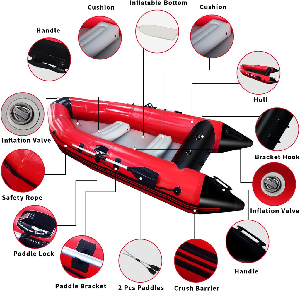 10 ft Inflatable Dinghy Boat for 4 Persons with Paddles, Pump & Carry Bag X902