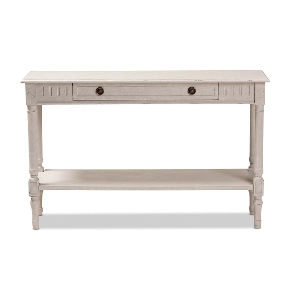 Baxton Studio Ariella Whitewashed 1-Drawer Console Table C7580