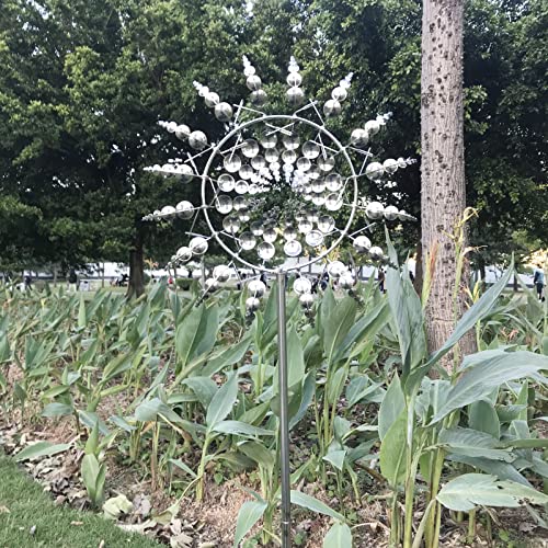 Metal Windmill Kinetic Garden Stake Solar Outdoor Decor a7