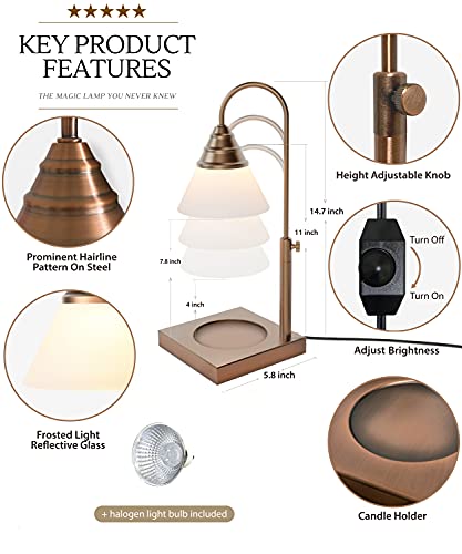 Candle Warmer Lamp Height Adjustable Timer Dimmable Gold k7m