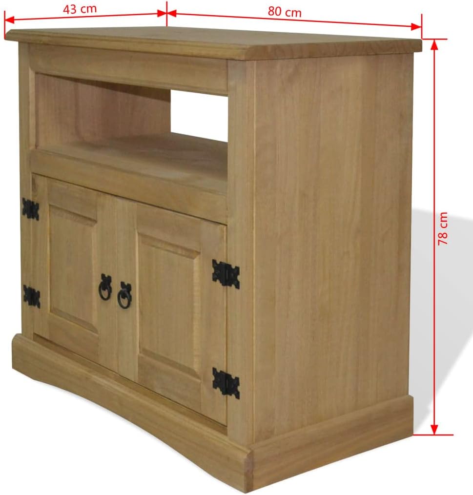 Rustic TV Cabinet with Storage, Mexican Pine Corona Range 31.5"x16.9"x30.7" V73651