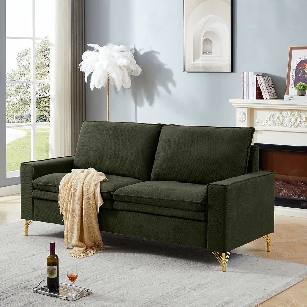 HUTWIFE 78-inch Mid-Century 2-Seat Loveseat Couch with Metal Legs R6166