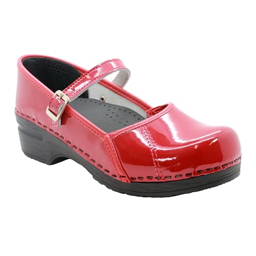 Women's Leather Mary Jane Clogs a7