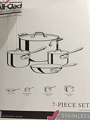 All-Clad 7 Piece Tri-Ply Stainless Steel Cookware Set T372