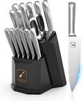 imarku Knife Set, 16 Pcs Kitchen Knife Set with Block, Ultra Sharp Stainless Steel Chef Knife Set, Dishwasher Safe Knife Block Set with One-piece Ergonomic Handle, Gifts for Women and Men
