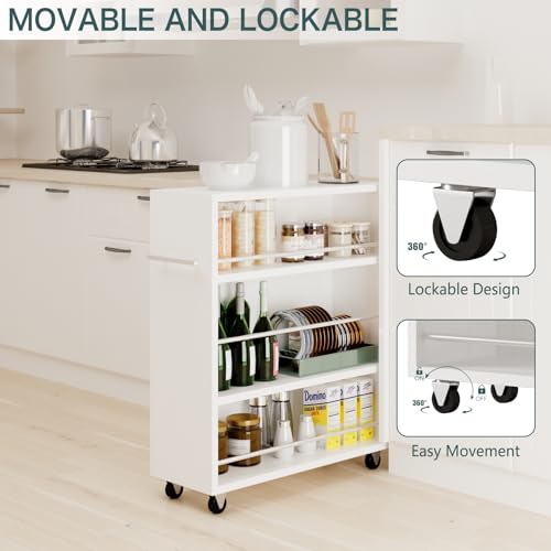 4-Tier Slim Rolling Storage Cart for Kitchen Laundry Bathroom L968