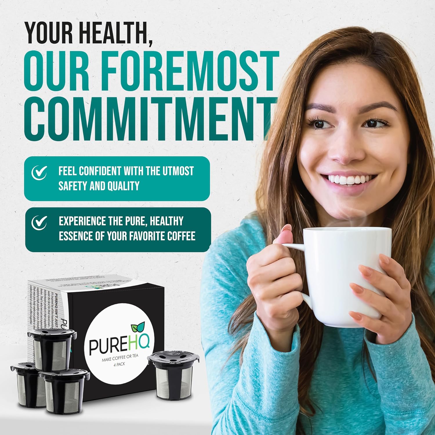 Reusable K Cups for Keurig Supreme, K Supreme Plus and K Slim by PureHQ, 4 Pack N93681