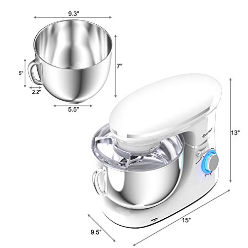 COSTWAY Stand Mixer, 660W 6-Speed Electric Kitchen Mixer with 6.3-Quart Stainless Steel Bowl T80759