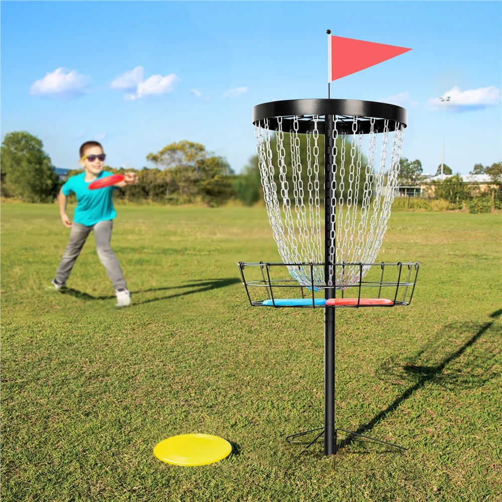 SmileMart 24-Chain Disc Golf Goal with Carrying Bag and 3 Discs, Black Z67541