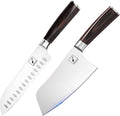 imarku Santoku Knife and Cleaver Knife 7 inch Kitchen Knife Ultra Sharp Asian Knife Japanese Chef Knife Meat Cleaver 7" High Carbon Steel Chef Knife