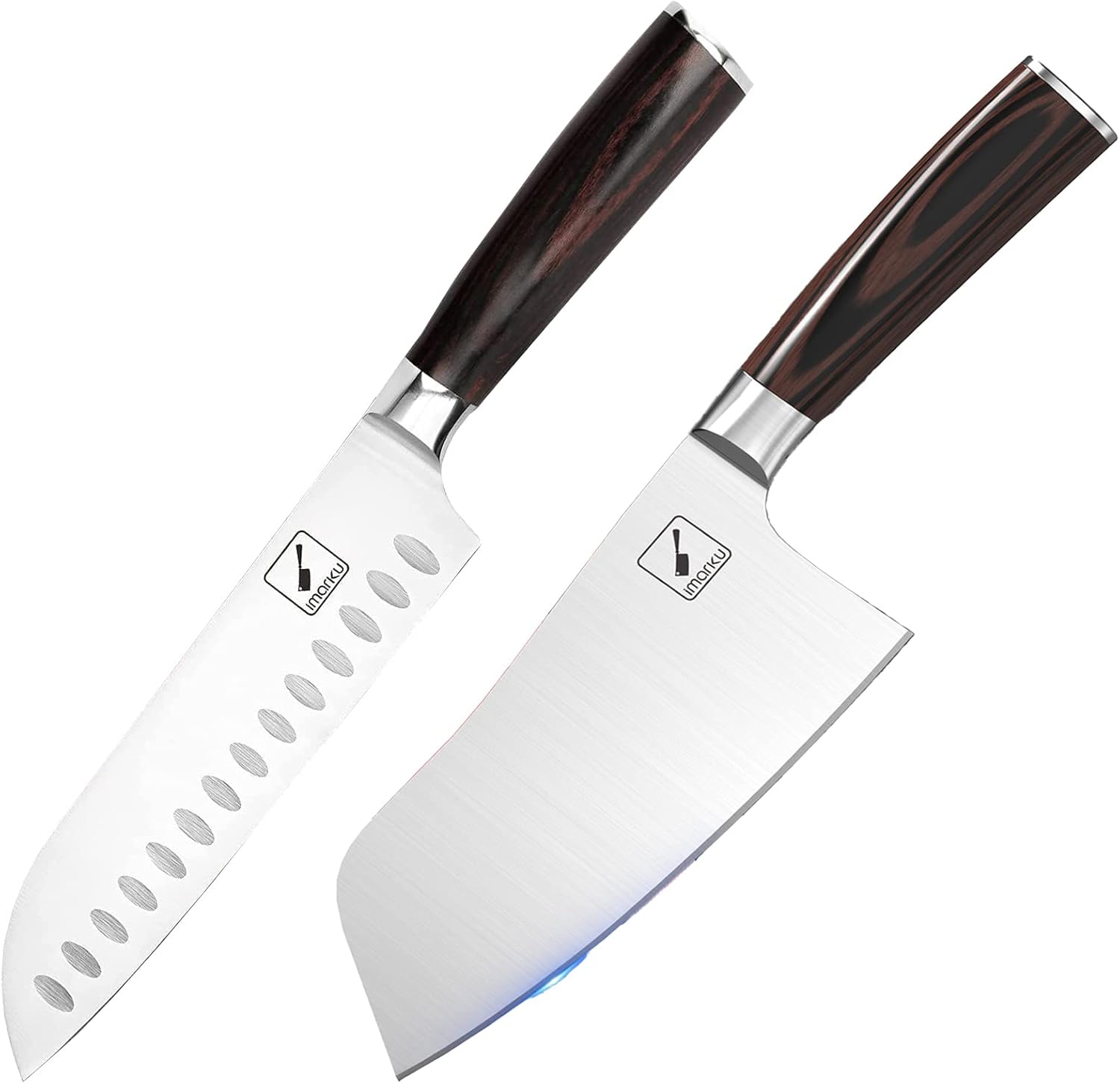 imarku Santoku Knife and Cleaver Knife 7 inch Kitchen Knife Ultra Sharp Asian Knife Japanese Chef Knife Meat Cleaver 7" High Carbon Steel Chef Knife