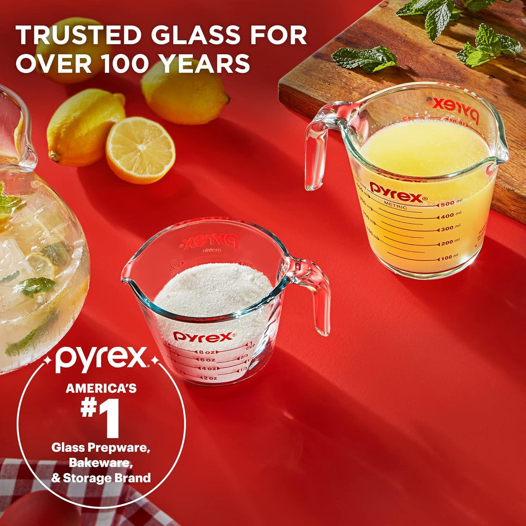 Pyrex 2 Piece Glass Measuring Cup Set, 1-Cup & 2-Cup, Oven Safe K18915