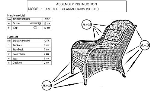 Malibu Lounge Accent Armchair Natural Rattan Wicker with Cushion X496406