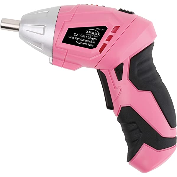 135 Piece Household Tool Kit Pink with Cordless Screwdriver k7