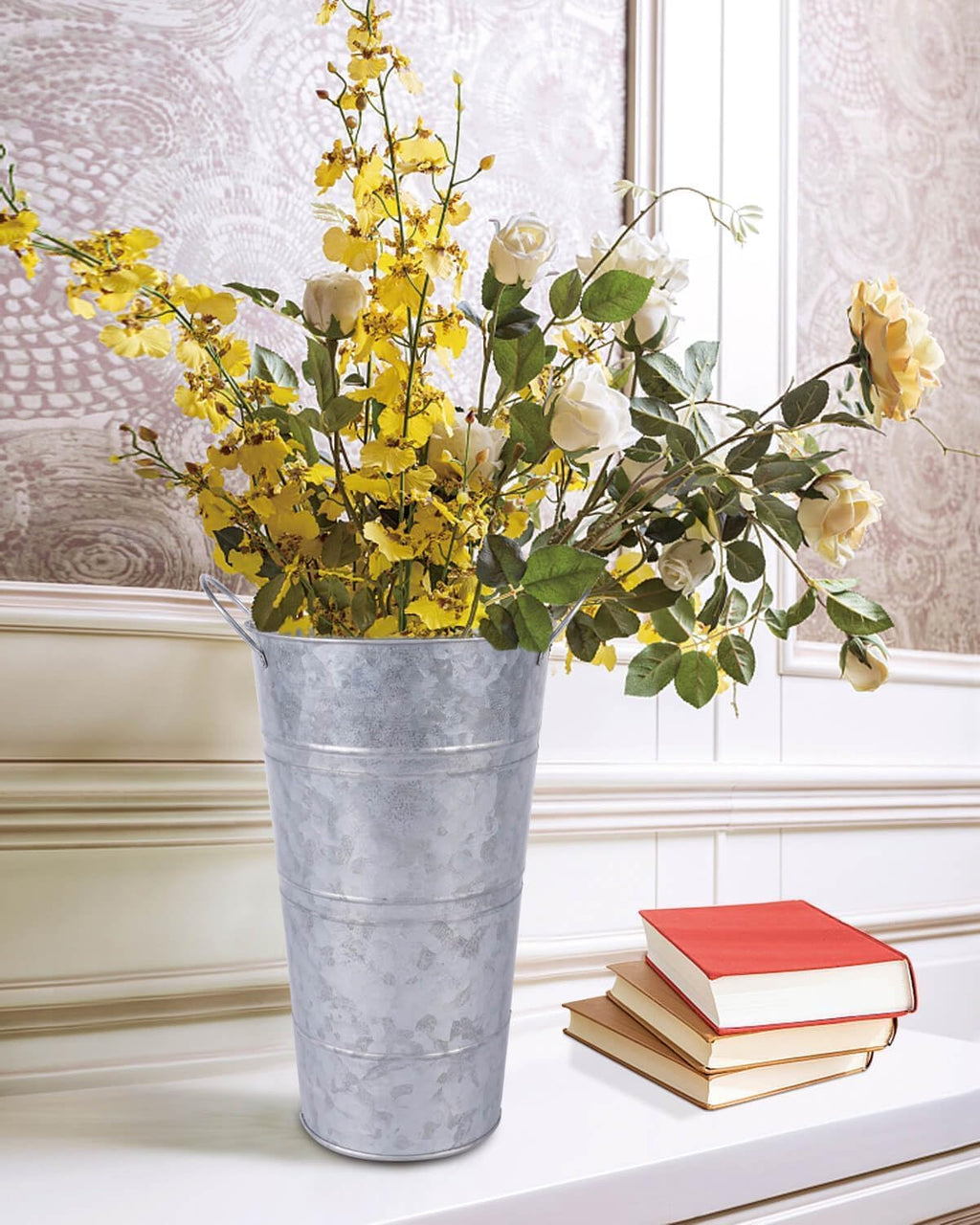 Galvanized Metal Vases with Handles for Flowers k7m