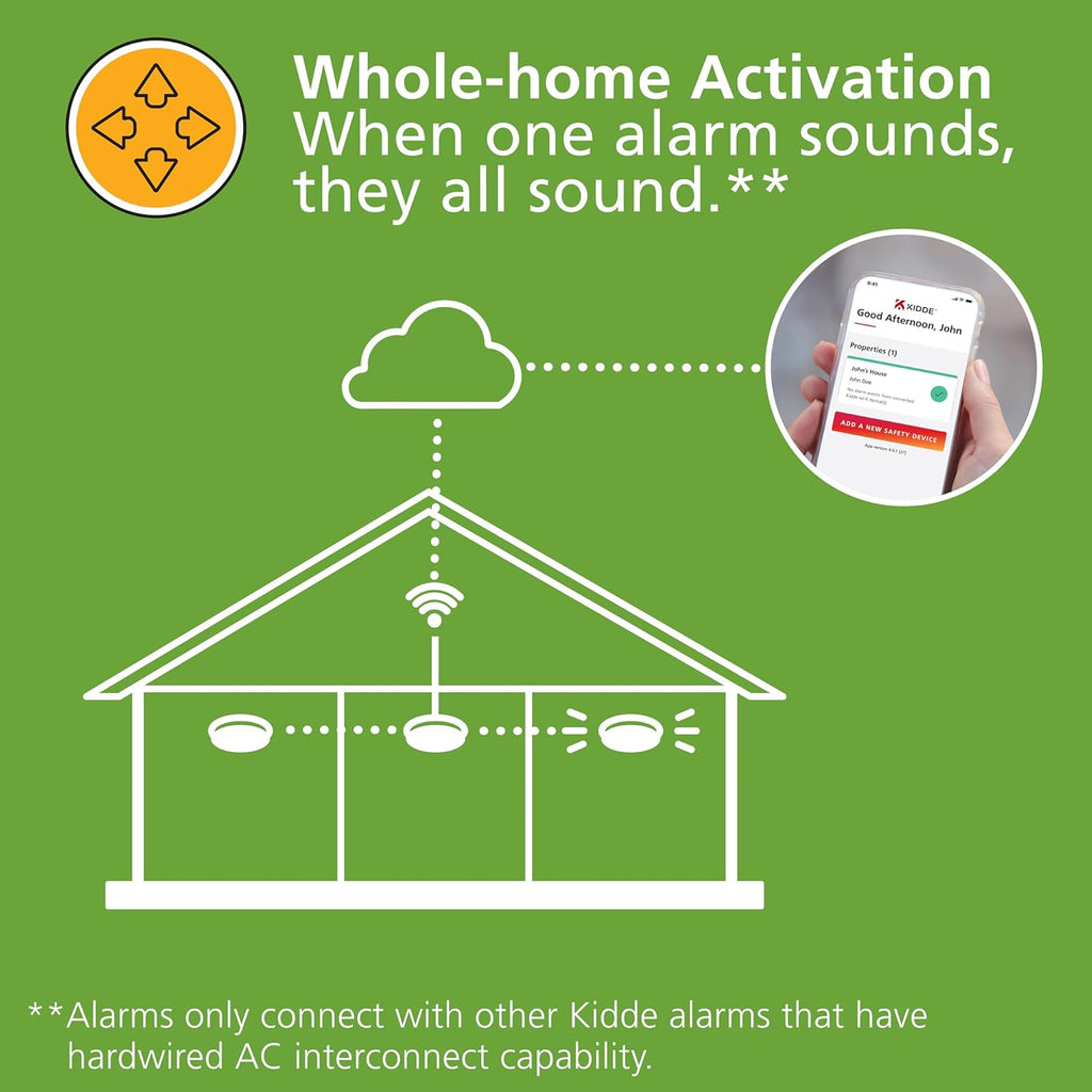 Kidde Smart Smoke & CO Detector with Indoor Air Quality Monitor, WiFi, Hardwired w/Battery Backup J865