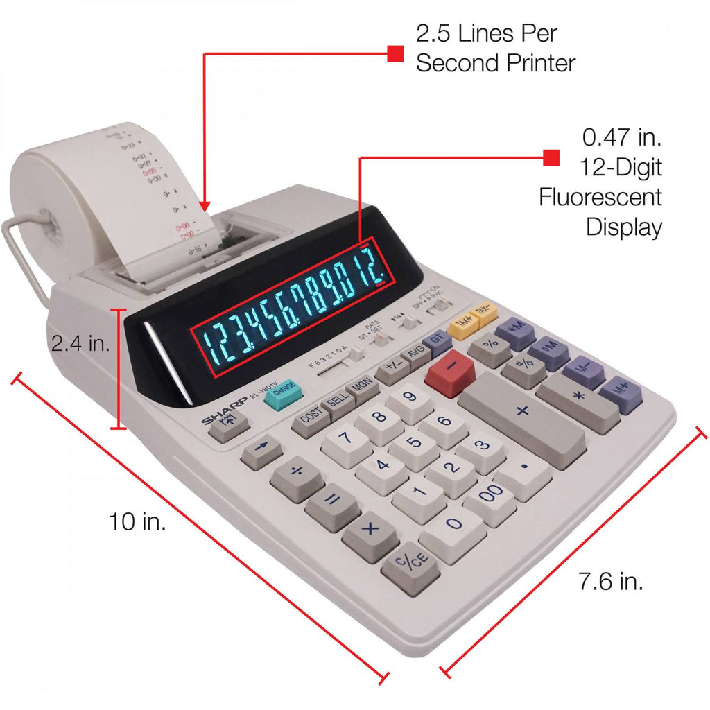Sharp 12 Digit Printing Calculator k7m