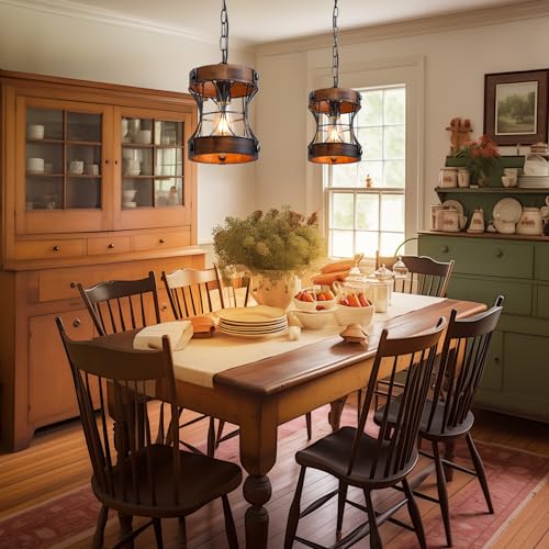 Rustic Wood Pendant Light for Dining Room and Kitchen Island a7