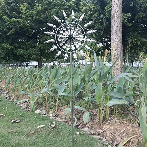 Metal Windmill Kinetic Garden Stake Solar Outdoor Decor a7