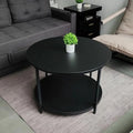 Round Coffee Tables Living Room  31.5 inch 2-Tier Rustic Wood Desktop &amp; Sturdy Metal Legs  Mid Century Modern Circle Coffee Tables with  Open Shelf