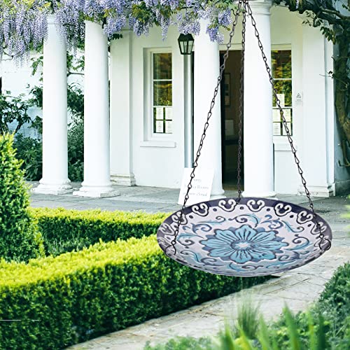 Hanging Bird Bath for Outdoors 11 Inch Glass Bowl q7k