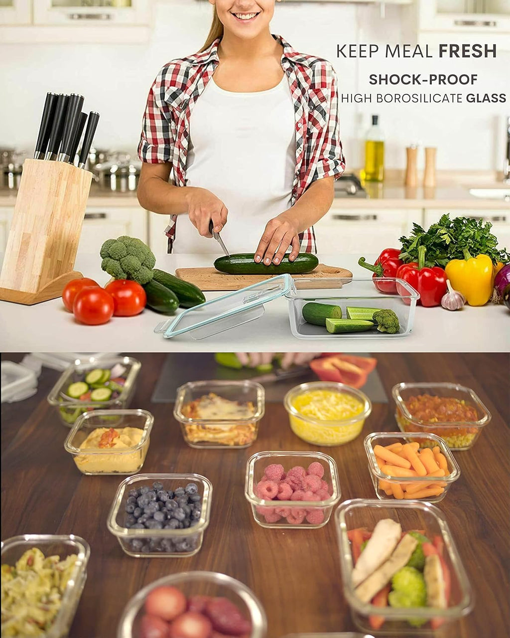 24 Pc Airtight Glass Food Storage Containers with Steam Release Valve E4611