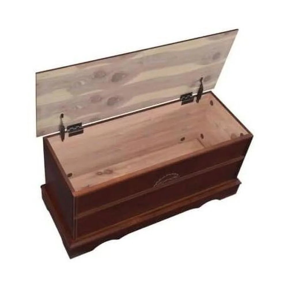 Cedar Lined Wood Storage Blanket Chest Trunk, Warm Brown E1208