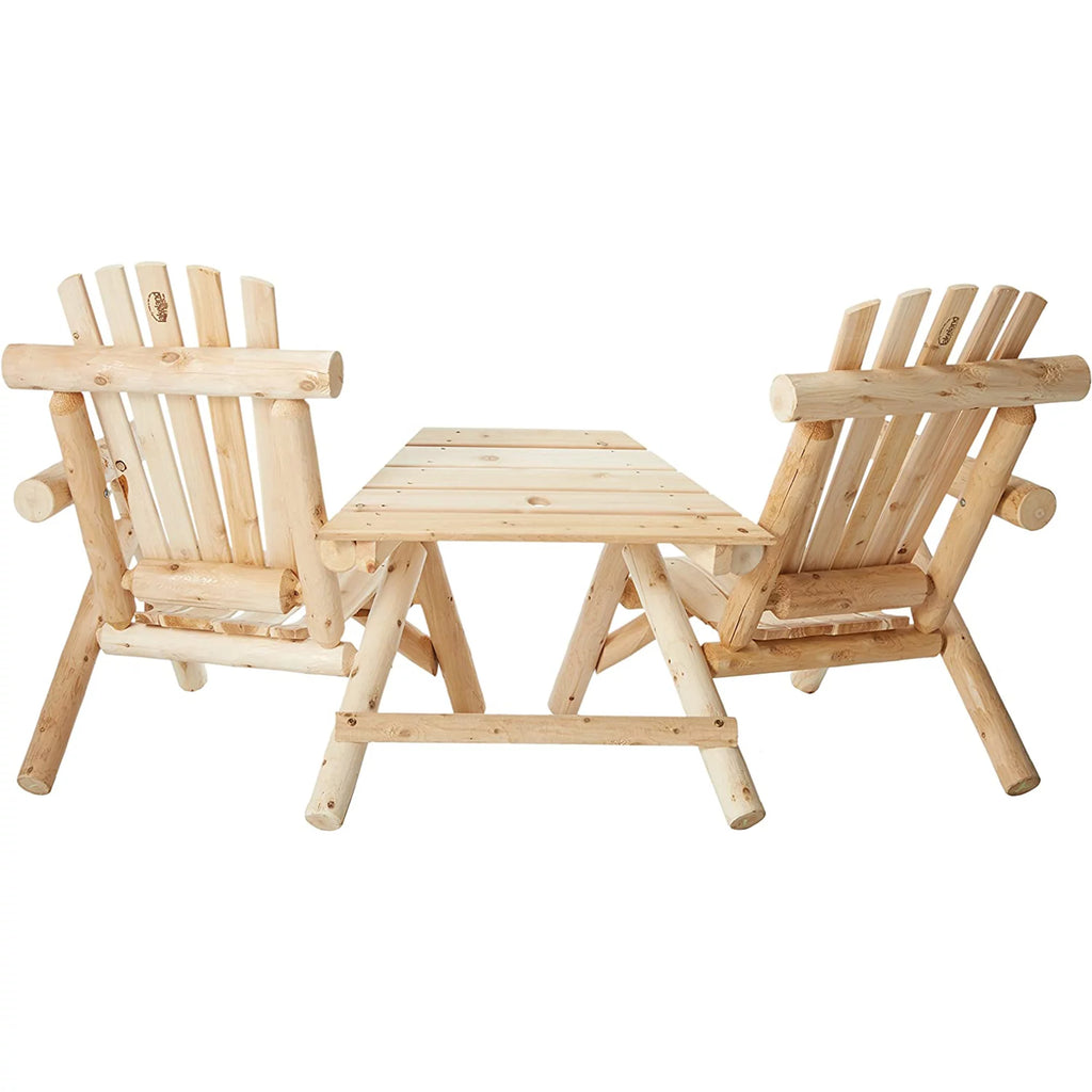 Lakeland Mills Rustic Patio White Cedar Log Tete Chairs, Natural B170
