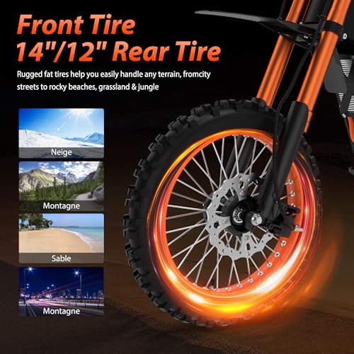 Electric Dirt Bike for Teens Adults 48V Fat Tire Off-Road Ebike k7