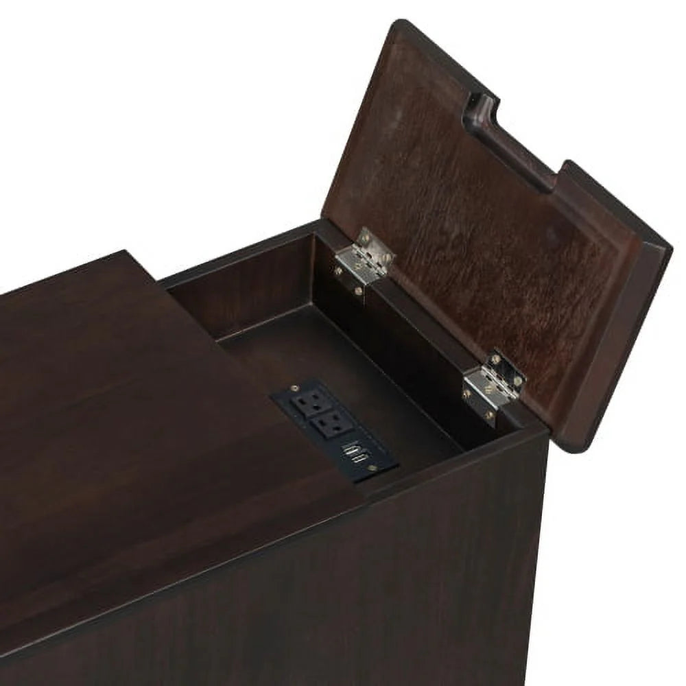 Churanty Vintage End Table with USB Ports, Drawer and Cup Holders T166892