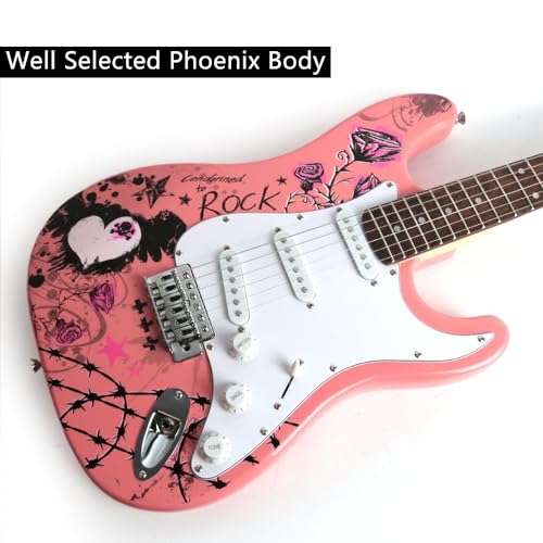 Electric Guitar 39 Inch Maple Neck Rosewood Fretboard Pink a7