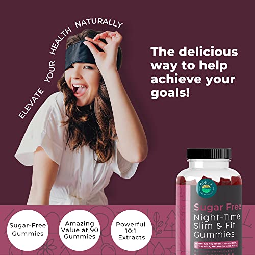 Sugar-Free Night-Time Slimming Gummies Keto Hunger Suppressant Melatonin 90 Count q7