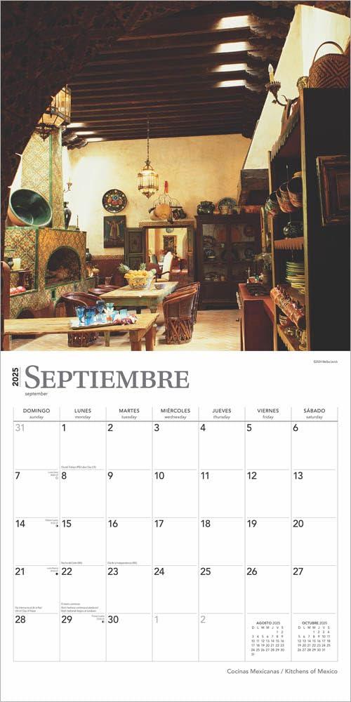 Mexican Kitchens 2025 12 x 24 Inch Square Wall Calendar | English/Spanish Bilingual | Plastic-Free | BrownTrout R88464