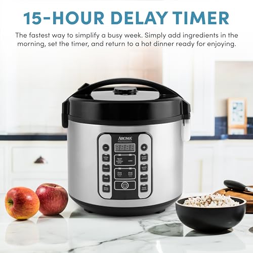Rice Cooker 4-Cup Uncooked 8-Cup Cooked Stainless Steel a7