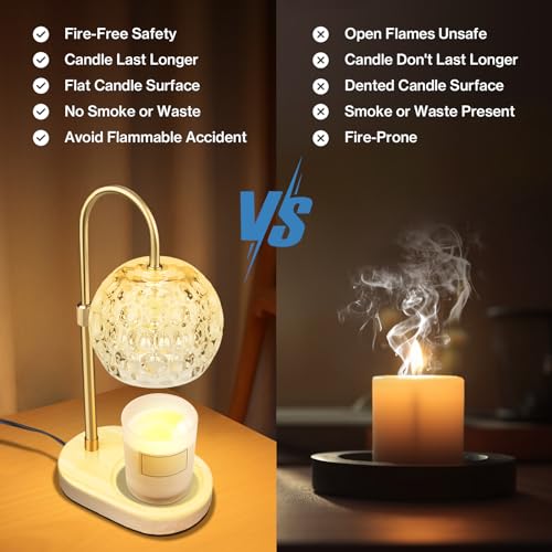 Candle Warmer Lamp with Timer, Adjustable Height Dimmable, 2 Bulbs k7