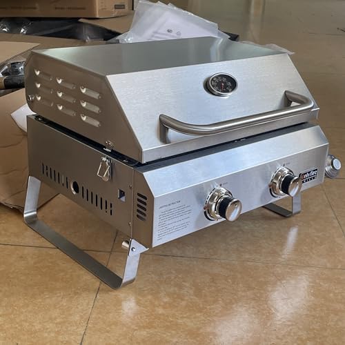 Onlyfire Flat Top Gas Griddle, 2-Burner Portable Propane Grill for Outdoor BBQ Q64541