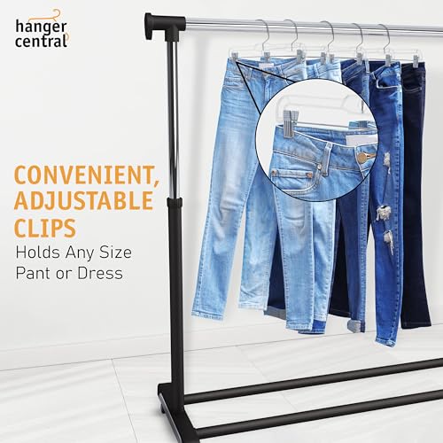 Hanger Central 12 Pack 14" Clear Skirt Hangers with Adjustable Clips D80609