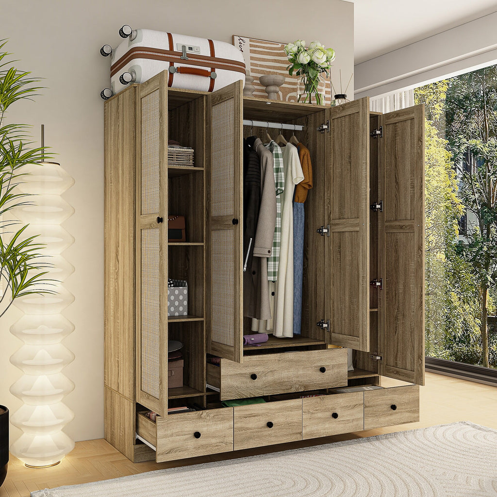 White Wood Freestanding Wardrobe Cabinet 59"W K733