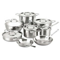 All-Clad D5 5-Ply Brushed Stainless Steel Cookware Set 14 Piece Induction Oven Broiler Safe 600F Pots and Pans Silver