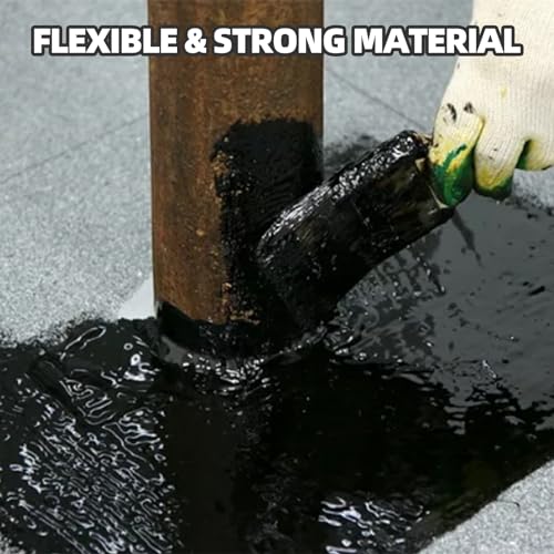 Waterproof Agent 32oz Black Liquid Rubber Sealant for Roofs, Walls, Bathroom J460833