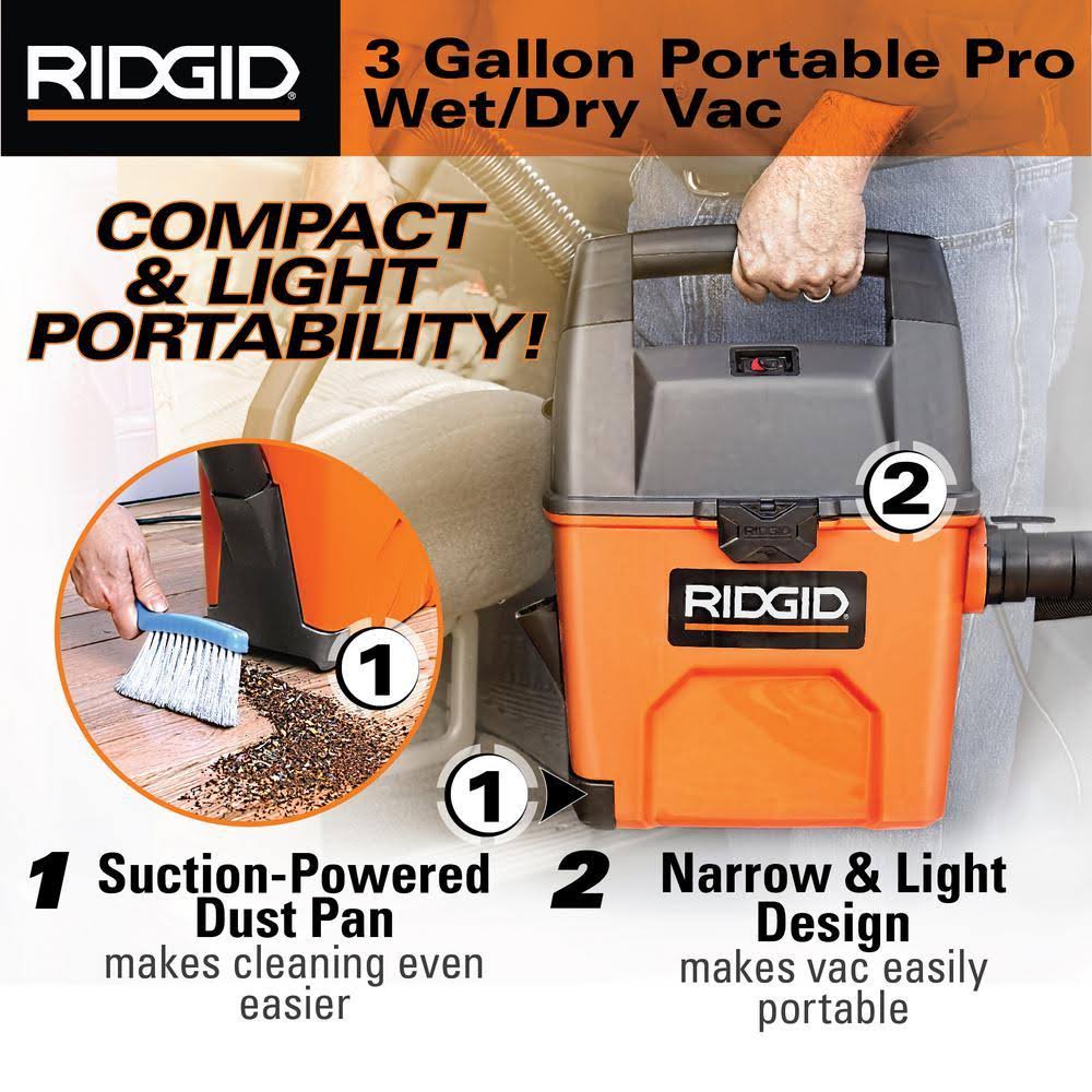 Wet Dry Vacuum 3.5 Peak HP Portable with LED Nozzle k7