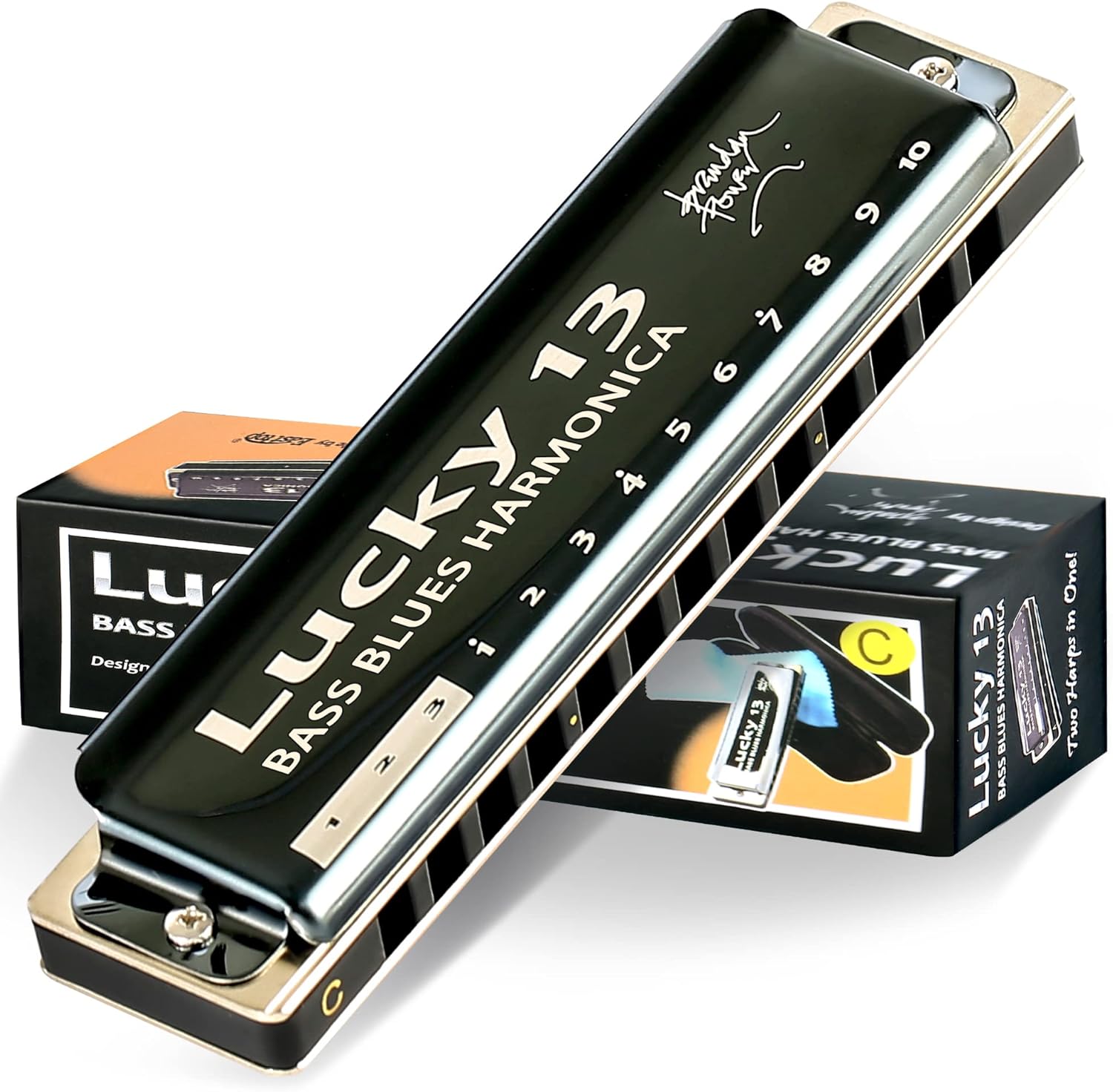 East top Lucky 13 Bass Plus Blues Harmonica 13 Holes Diatonic Harp Mouth Organ Professional Richter harmonica C key for Adults