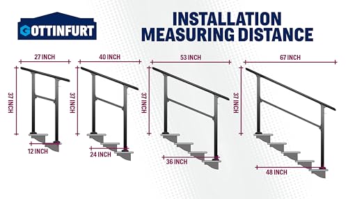 Outdoor Step Handrail 3-Step Porch Railing with Hook Kit a7