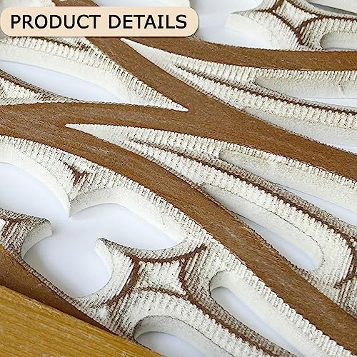 XIAOAIKA Carved Wood Wall Art Decor - Floral Design Panel, 33.1 x 14.6 inches, 2 Panels O462