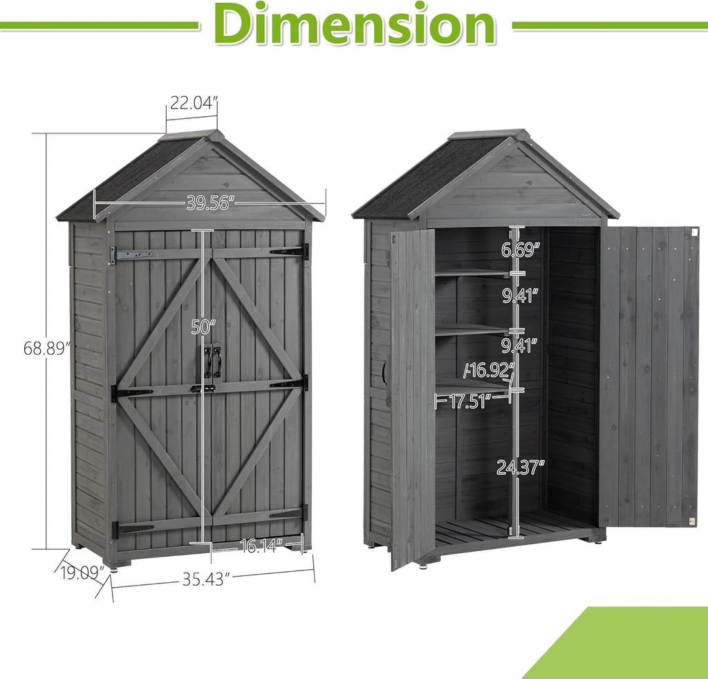 Outdoor Wooden Storage Shed with Lockable Door a7