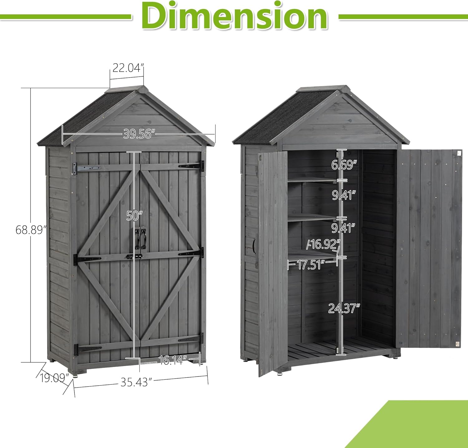 Outdoor Wooden Storage Shed with Lockable Door a7