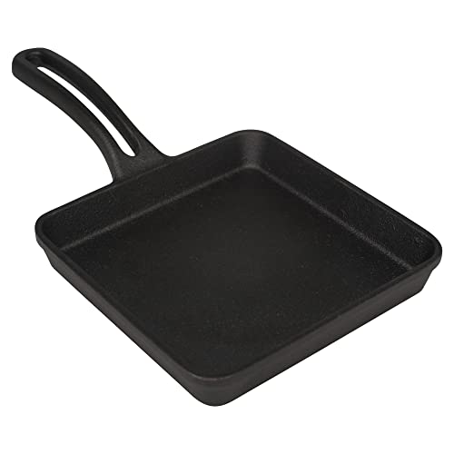 Mirro 4.5" Cast Iron Mini Skillet for Frying Pan with Drip-Spouts, Pre-seasoned Oven Safe Cookware for Camping, Indoor and Outdoor use, Black